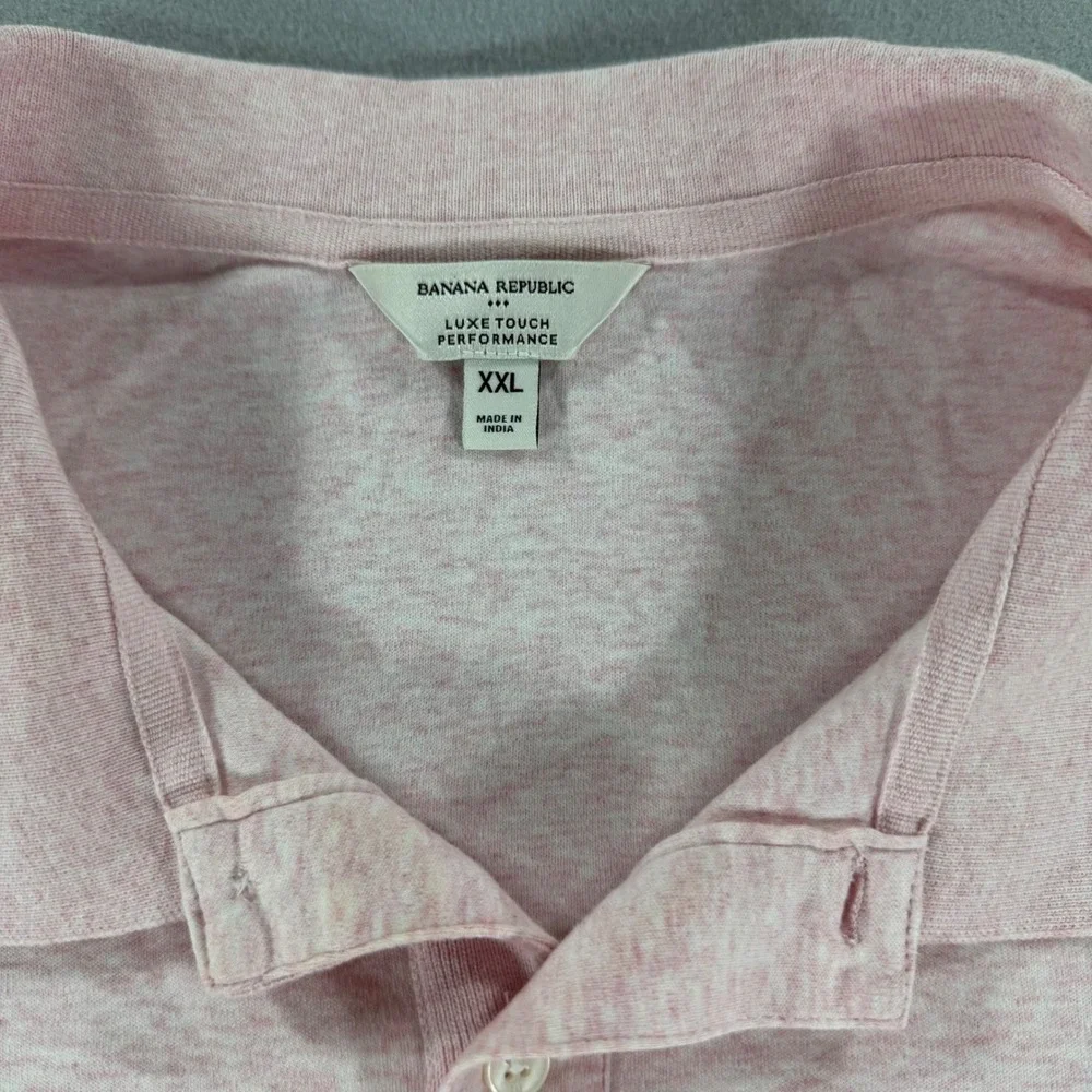 Banana Republic Luxe Touch Polo Mens XXL Pink Cotton‎ Performance